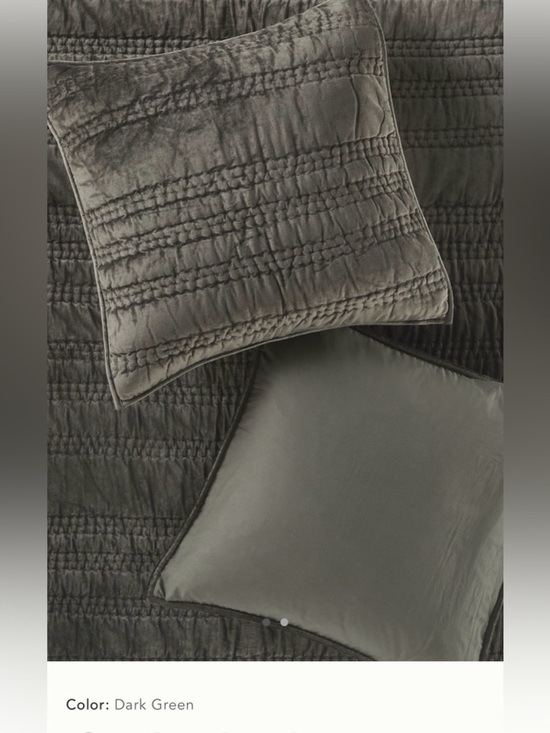 Anthropologie Other - New Anthropologie lustered velvet alastair euro sham cover dark green gray